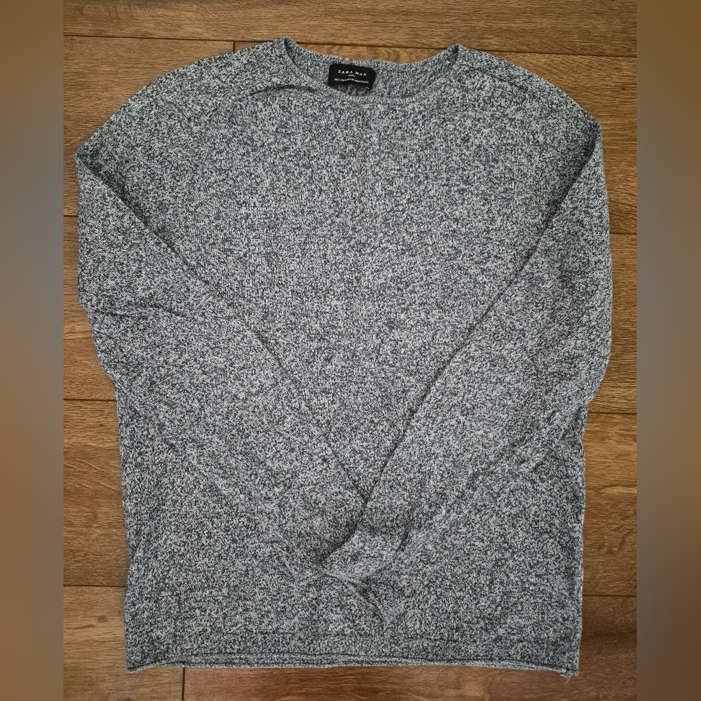 Zara Man Basic Knit Sweater Blue Navy Sz S